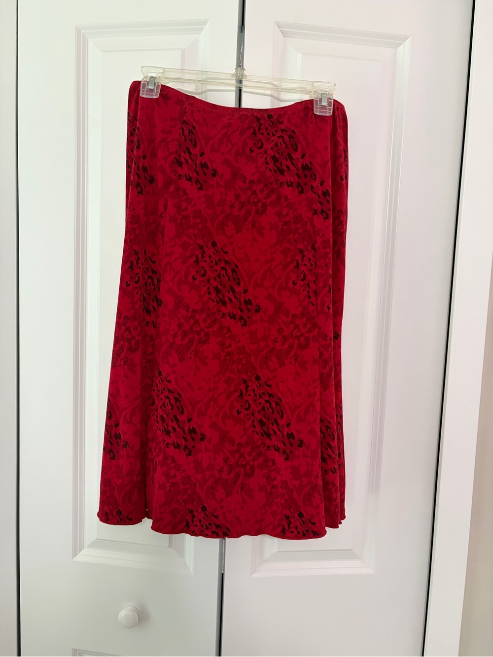 Red and black animal print flowy skirt